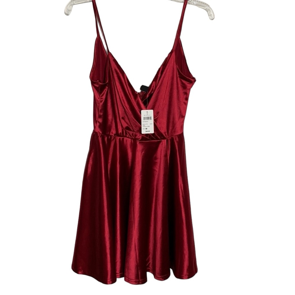 NWT Satin Skater Dress Color Wine Size Medium
